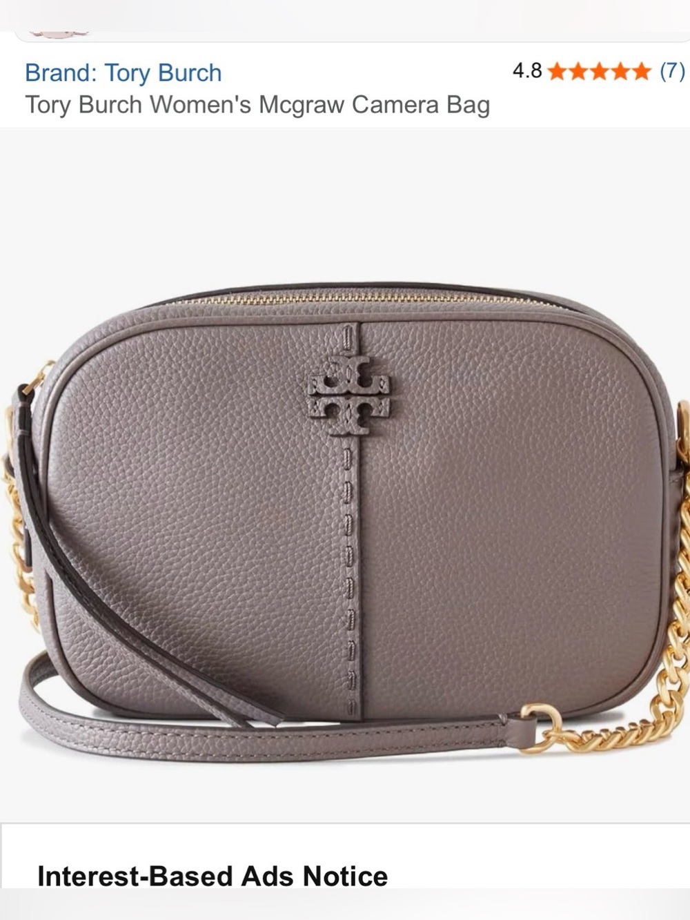 Tory Burch McGraw Camera Bag, Pebbled Leather Crossbody in Taupe